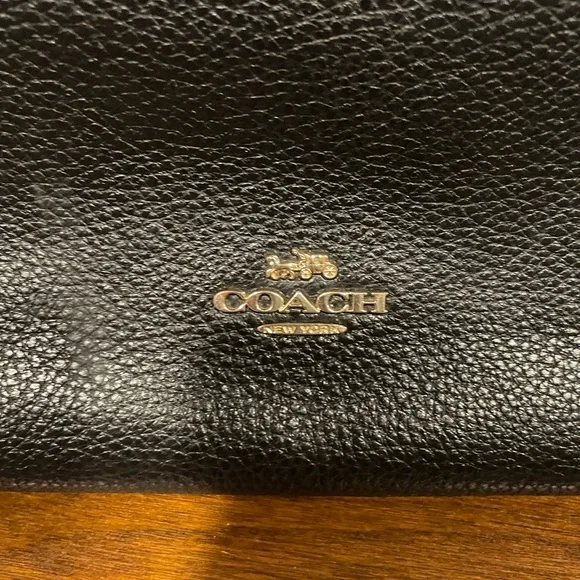 Coach Black Leather Crossbody with Gold-Tone Accents - Picture 9 of 10